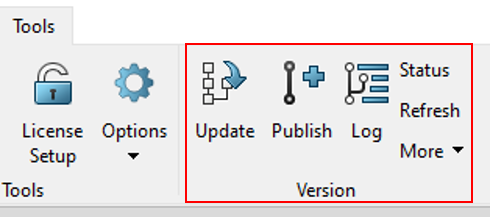 Screenshot vom Versionierungs-Menü